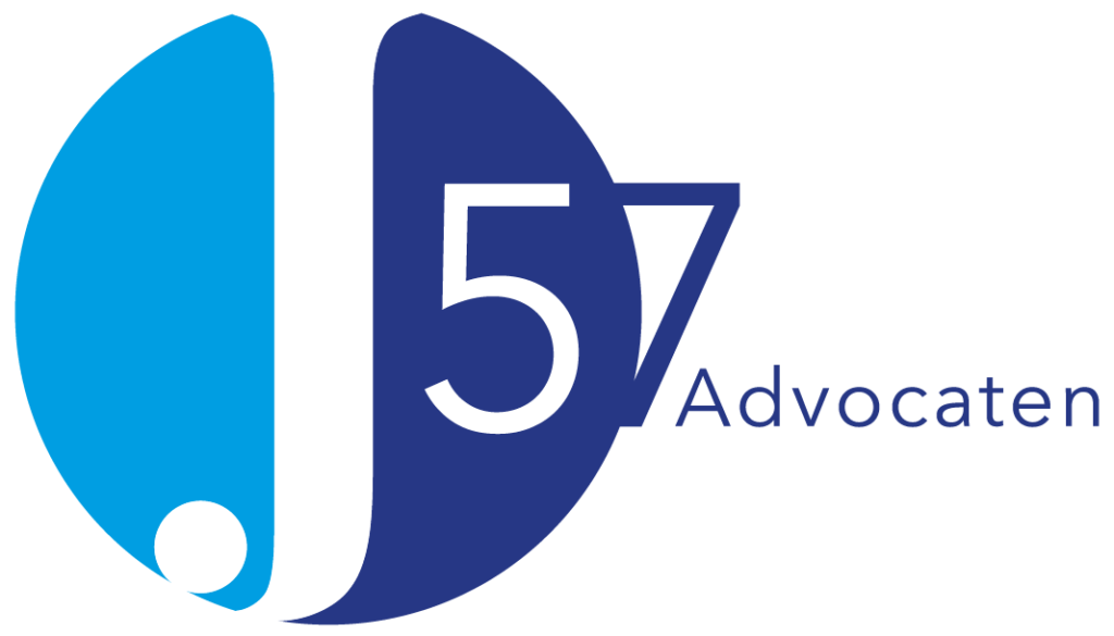Logo van J57 Advocaten met tekst